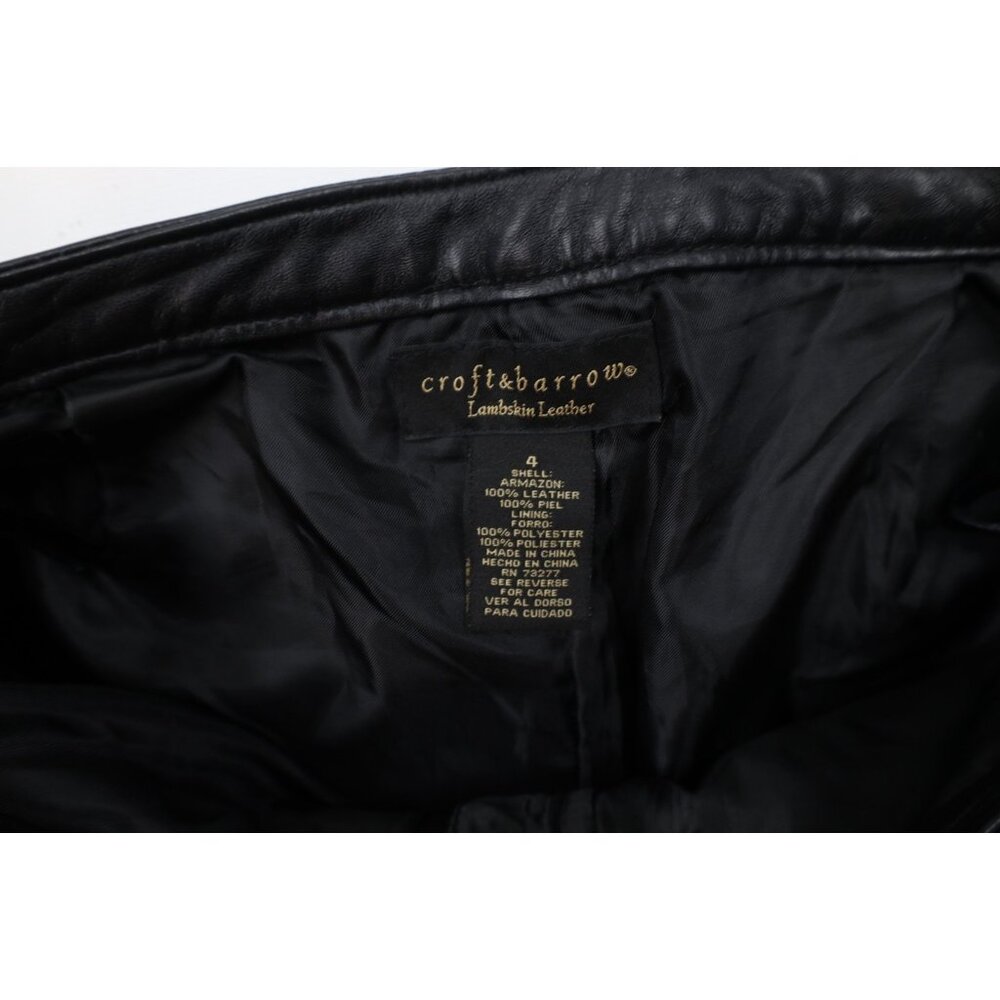 Vintage 90s Streetwear Womens 4 Distressed Soft Lambskin Leather Pants Black - Picture 9 of 15